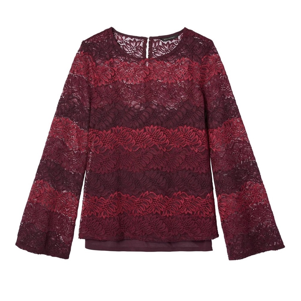 Banana Republic Lace Long Sleeve Blouse Top